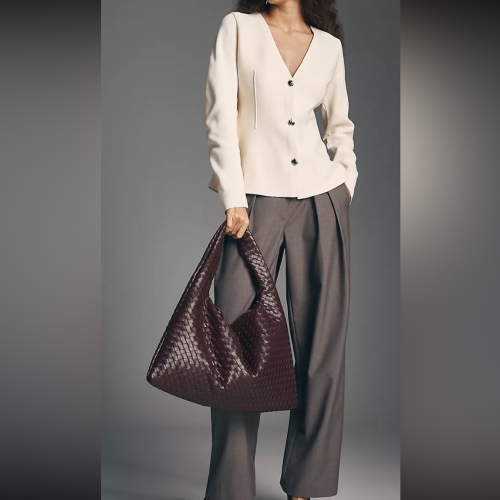 Maeve Cream Collarless Knit Blazer. Price firm.